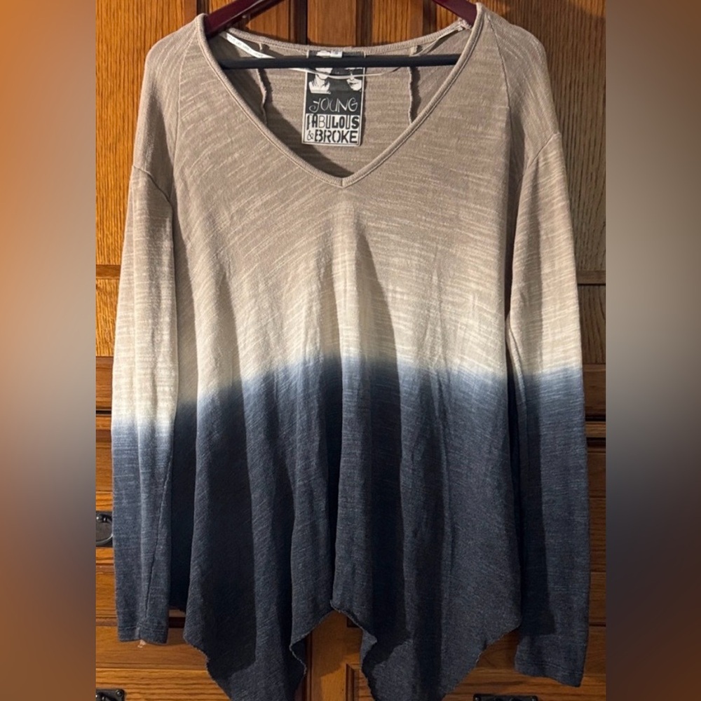 Young Fabulous & Broke Anthropologie YFB Gabby Ombre Tie Dye Boho Flowy Oversize